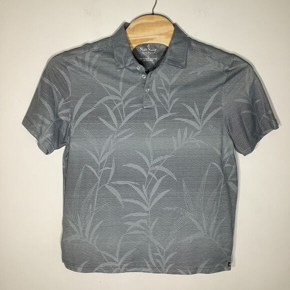 Nat Nast Mens Short Sleeve Polo Floral Gray Size‎ Large - Picture 2 of 6